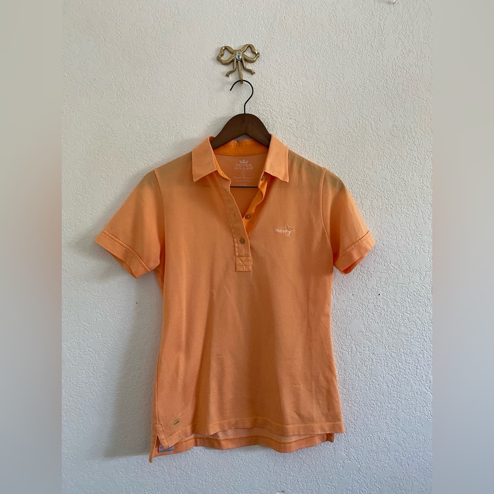 Peter Millar Sandpiper Women’s Size Small Polo Shirt Orange Performance Golf